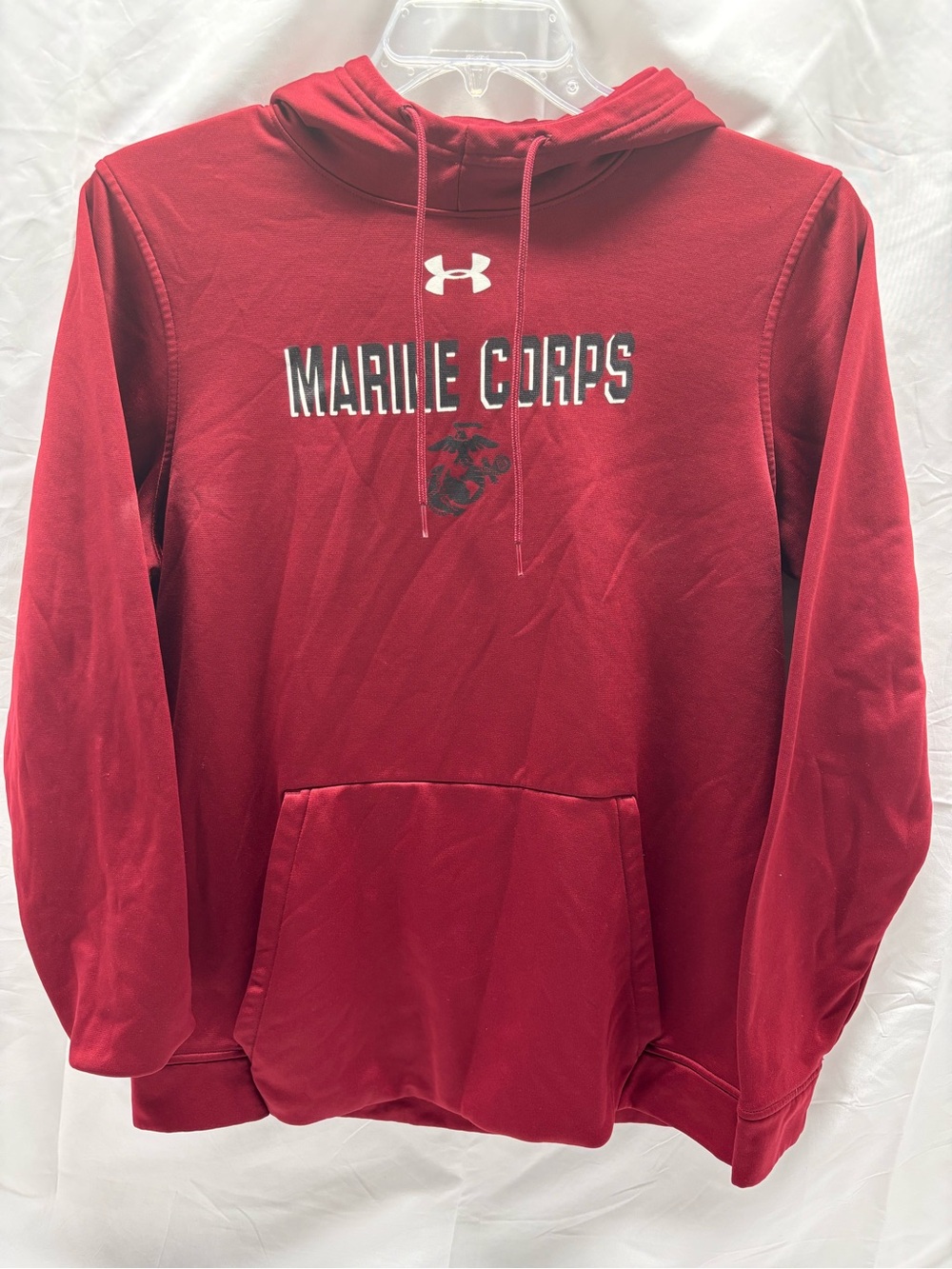 Under Armour US Marine Corps Hoodie Pullover Loose Mens Size Medium Maroon